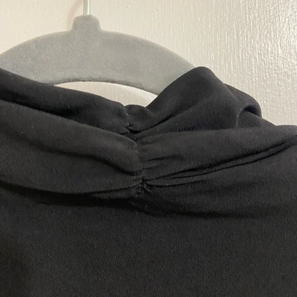 Elegant Black Ruched Women's Top high neck long sleeve - Picture 6 of 8